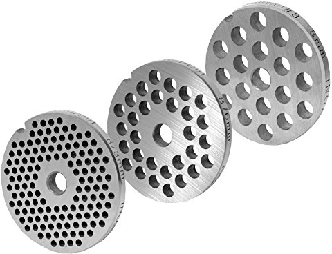 WolfCut Jeu de disques perforés pour Hachoir à Viande Tailles 8/3 mm + 6 mm + 8 mm - pour Hachoir à Viande Jupiter Bosch - Alexander