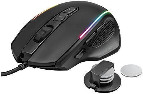 Trust Gaming GXT 165 Celox Mouse RGB di Alta Precisione con 8 Pulsanti Programmabili e Peso Regolabile, 200-10.000 DPI, Mouse con Filo USB per PC, Computer, Portatile - Nero