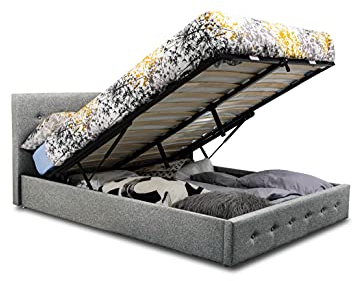 Visco Therapy Bath Ottoman Gas Lift Fabric Storage Bed in Grey (3FT Single)