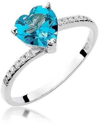 Damen Ring 585 14k Gold Weißgold echt Topas Edelstein Diamanten Brillanten
