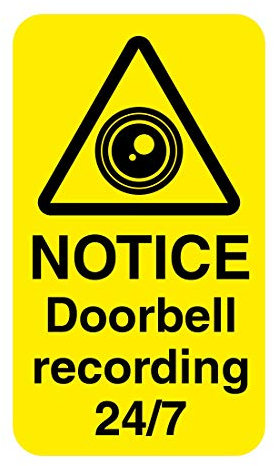Security sign Notice doorbell recording 24/7 self adhesive vinyl sticker 40mm x 70mm Deterrent against theft and criminal damage (5)