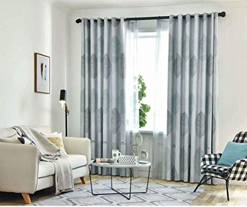 FWZJ Blackout Curtain for Darkening Rooms - Window Curtains/Inserts/Curtains - Set of 2-2 Fasteners Included (Gray, 132 x 210 cm)