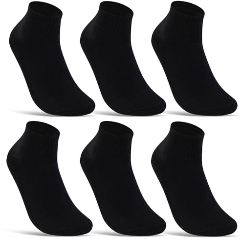 Lot de 6 ou 12 Paires de Chaussettes Basses de Sport Homme & Femme Semelle en Tissu Éponge Coton