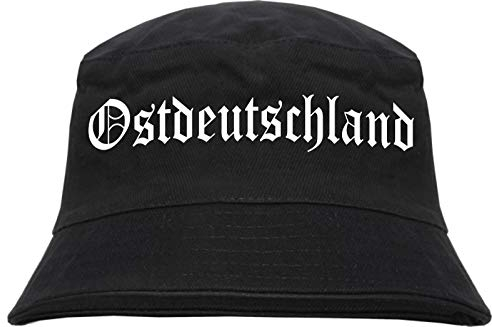 sostex Ostdeutschland Anglerhut - Altdeutsche Schrift - Fischerhut Sonnenhut Bucket Hat L/XL Schwarz