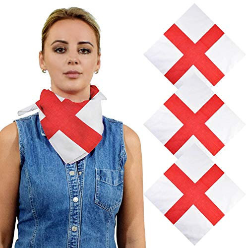 BasicSense 3 Stück St. George Bandana Bandana Bandana 100% Baumwolle Biker Flagge Kopfbedeckung Schal Taschentuch Saint England Day