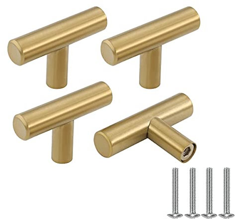 Drenky Möbelknöpfe Goldene, Schrankknöpfe Edelstahl mit Schraube Vintage Schrankgriffe für Schublade, Kommode, Möbel, Küche, Heimdekoration, 4 Stück