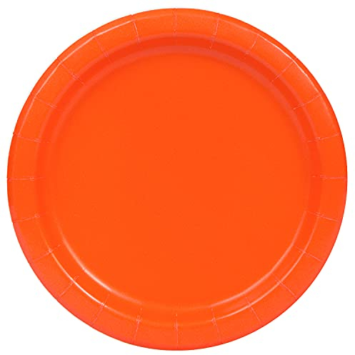 Unique-Platos de Papel Ecológicos-18 cm Naranja-Paquete de 8, sólido, color orange, pack de de (3224EU)