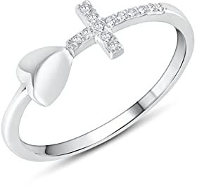 Anellissimo Ring Herz und Kreuz Damen 925er Silber mit Zirkonia -, Silber