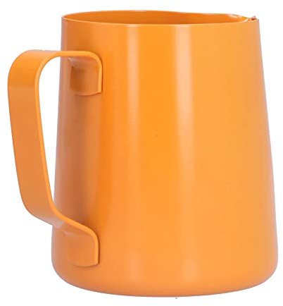 400ml Edelstahl Milchkrug Aufschäumen, Aufschäumen Krug Kaffee Milchaufschäumen Krug Tasse Milchkanne für die Heimküche(Orange)
