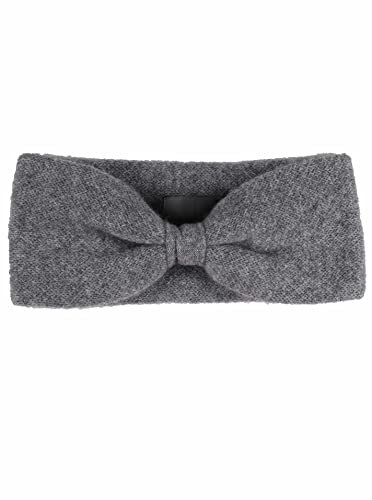 Zwillingsherz Stirnband aus 100% Kaschmir - Hochwertiges Kopfband im Uni Design für Damen Frauen Mädchen - Wolle - Haarband – warm und weich perfekt für Frühjahr Herbst Winter - mgrau