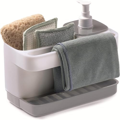 Snips Riordinello, Portaesponjas con Dispensador, Soporte para Esponjas, Blanco y Gris Made in Italy, 0% BPA