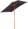 Outsunny Ombrellone da Giardino Inclinabile 2x1.5m con Sistema a Corda e Presa d'Aria, Ombrellone da Esterno a 6 Stecche, in Legno, Bambù, Poliestere 180g/㎡, per Cortile Balcone Terrazzo, Grigio Scuro