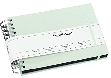 Semikolon 364016 Spiral Album Mini Mucho - 25x16 cm - Fotoalbum, 90 Seiten schwarz, Fotobuch, moss pastell-grün