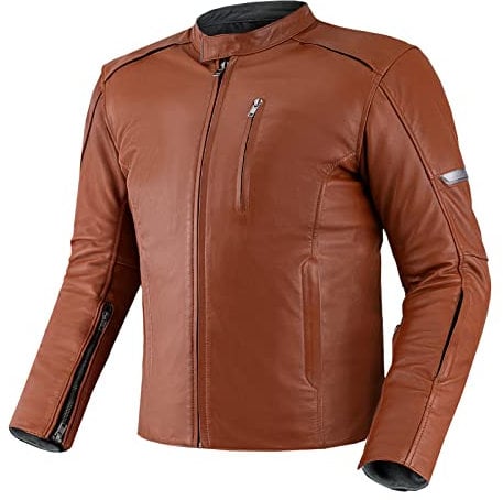 SHIMA HUNTER Chaqueta Moto Hombre | Cazadora moto hombre de cuero A+ vintage ventilado con CE espalda, hombros, codos protecciones, reforzado costuras dobles (Model 2022, Marrón claro, 4XL)