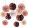 CC wonderland zone Hochzeit Deko,12 Stück Rosegold,Weinrot,Rosa Seidenpapier Pompons,Gold Dot Weiß Papier Pom Poms Seidenpompons für Party Deko
