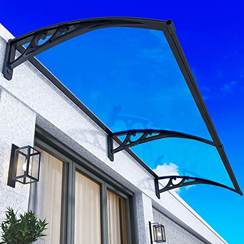 WORDFUN Front Door Canopy, Curved Rain Canopy, Patio Awning Canopy, Window Rain Shelter Cover, Patio Canopy, Window Awning, Sunshade Shelter, Aluminium Brackets