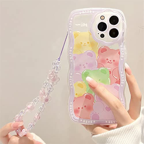 Emlivi Case for iPhone 11 Pro Max with Pearls Bracelet Flowers Fashion Mobile Phone Case Wave Protective Case Cute Strawberry Bumper Cover Soft Silicone TPU Case for iPhone 11 Pro Max, Little Bear