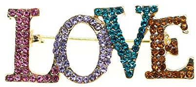 Modische Strass-Brosche, Buchstaben, Liebe, niedliche Farbe, Kristall, Liebe, Anstecknadel, Kostüm, Dekoration, Schmuck für Frauen, Grillgeschenk, Metall, Kristall, Metall, Kristall