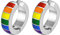 HIJONES Regenbogen Ohrclips aus Edelstahl Lgbt Pride Flagge Huggie Ohrstecker Nicht Durchbohrt Silber