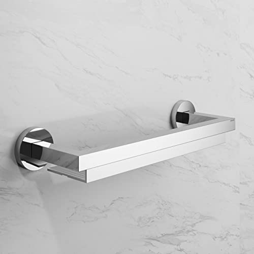 Keuco Edition 90 Duschablage 34 cm, ohne Bohren, Aluminium verchromt, Made in Germany, inkl. Klebeset und Schraubset, Duschregal zum Kleben oder Schrauben