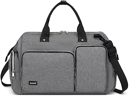 KONO Baby Wickeltasche, Windeltaschen für Mama und Papa, große Reisetasche mit Wickelunterlage(Grau)