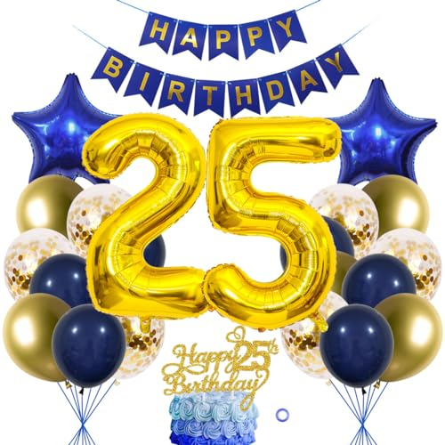 25 Geburtstag Deko Junge Mädchen Luftballon 25.geburtstag Deko Blau Gold Geburtstagsdeko 25 Jahre Mädchen Kuchen deko 25 Luftballon Gold 25 Jahre Geburtstagdeko Deko 25 Geburtstag Mädchen Junge