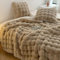 Fouriding Faux Kaninchen Pelz Decke - Winter Weich Warm Blase Kunstpelz für Bett Sofa Casual Bettdecke (Kamel, 160×200CM Set)
