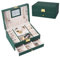 Green Jewellery Box with Mirror Lockable - PU Leather Jewelry Boxes Organisers for Women Necklace Earrings Bracelets Rings Storage Case with 1 Layer