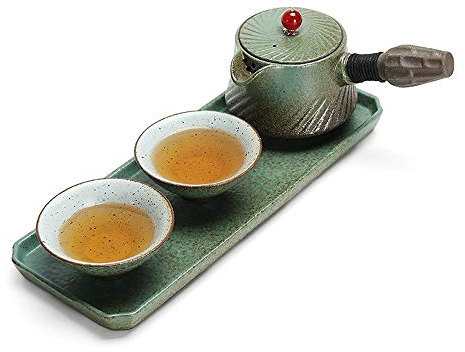 Set da tè Splendidamente eccellente Decorazioni per la casa Regalo Smalto Teiera in stile giapponese con manico e tazze da tè Set Set da tè in ceramica per la casa (Colore: Verde D