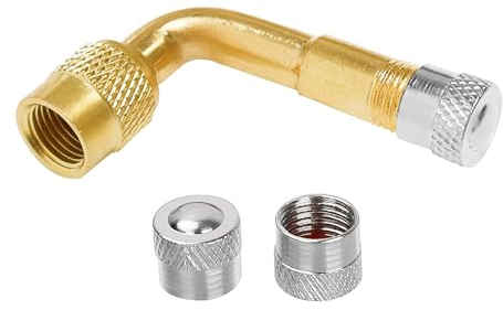 Lunpog 90 Grad Ventilverlängerung, Verlängerung Kupfer Ventiladapter Winkel Ventilverlängerung Autoventil Reifenventilverlängerung Winkelventil für Auto Motorrad Fahrrad Scooter