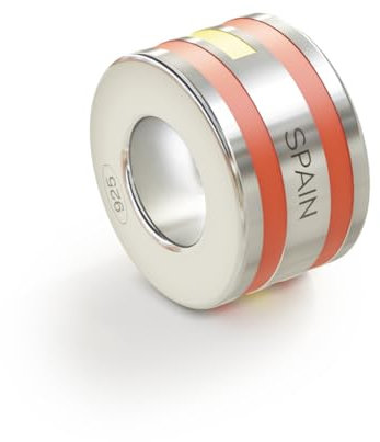 WearTravelers Charm de Viaje con el Nombre del País y los Colores de la Bandera Nacional - Compatible - Charm de Plata de Ley 925 para Pulseras y Collares Idea de Regalo para el Viajero (España)