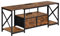 EGGREE TV-Schrank mit Steckdosen, Lowboard für 65 Zoll Fernseher, 140 x 40 x 54 cm, X-Shaped Support 4 Buchsen TV-Bank, 2 Vliesstoff Schubladen für Wohnzimmer Unterschrank, Dunkelbraun-schwarz