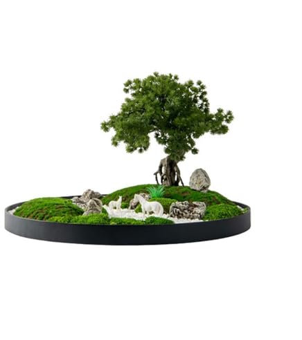 RUNZE765Z künstliche Pflanzen Runder Tisch Center Turn Dekorative chinesische Grünornamente Licht Luxus Blumen Hotel Tisch Simulation Baumschmuck Simulierte Kiefer