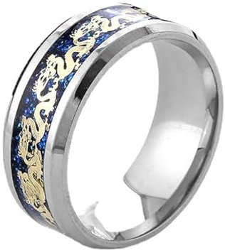 Bagues Bague Bijoux Femme Hommes Bague Dragon Chinois Rétro Fête Simple Géométrique Mariage Punk Hommes Femmes 7 Acier Bleu Or Dragon Chinois