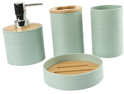 YWJLQH Ensemble de Décoration de Salle de Bain de 4 Pièces Comprenant Un Porte-savon, Un Gobelet pour Bain de Bouche et Un Porte-brosse à Dents, Vert