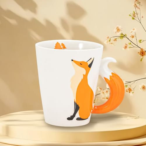 CAIJ Tasse de 360 ml - En céramique - Motif renard - Cadeau d'anniversaire pour femmes, hommes, filles, garçons