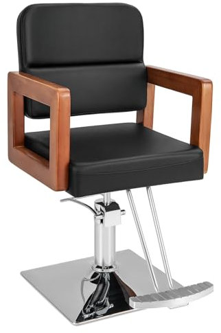 GOPLUS Friseurstuhl, Barberstuhl höhenverstellbar, Friseursessel Barbersessel mit 360° Drehung, Fußstütze, Hydraulikpumpe, 150kg Kapazität, Bedienungsstuhl Frisörstuhl für Friseur Schönheit