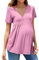 hohololo T-shirt de maternité à manches courtes et col en V pour femmes enceintes, Rose 1, S