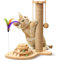 Multifunctional Cat Scratching Post – Scratching Post for Indoor Cats with Widened Solid Wood Base, Two Sisal Rope Balls, Interactive Track & Spring Feather Toy, 43cm Tall.