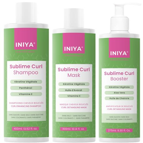 Shampoo per capelli ricci, maschera e amplificatore di riccioli senza solfato e silicone | Iniya Sublime Curl Kit | Shampoo ricci e curl capelli ricci e crespi | Marchio italiano