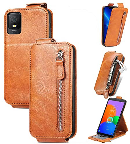 Funda con Tapa para teléfono Compatible con Alcatel TCL 403 Wallet Case, Premium Leather Case Built-in Credit Card and Cash Slots, Flip Cover con Kickstand Magnetic Phone Case Compatible with Alcatel