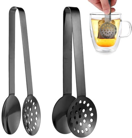 2pcs Pinces à Sachets de Thé en Acier Inoxydable, Distributeur de Sachets de Thé Pinces à Pinces Accessoires de Qualité Supérieure Pinces à Sachets de Thé Cadeaux pour Buveurs de Thé (Noir)