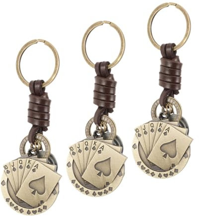 MUCKLILY 3 Stück Gaming Poker Schlüsselanhänger Aus Zinklegierung Handgewebt Kompakt Glücksbringer Für Schlüssel Taschen Und Handys