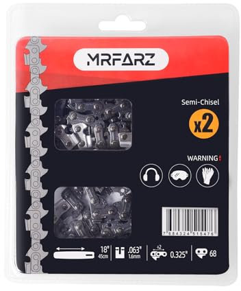 MRFARZ 50,8 cm Sägekette 2 Ketten 0,8 cm Teilung 0,50 Zoll Stärke 80 Treibglieder passend für Husqvarna 450 (Rancher), 545 (Rancher), 550 (XP)