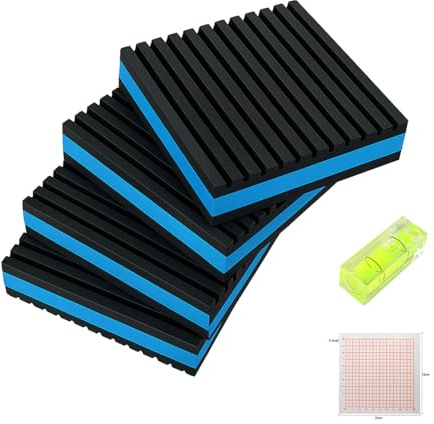 4P Anti Vibration Pads 4'' X 4'' X 7/8 Sound Isolation Ribbed Rubber Mats with EVA Center, Heavy Duty Vibration Isolation Pads for Air Compressos, Conditioner, Treadmill, HVAC Washer Dryer