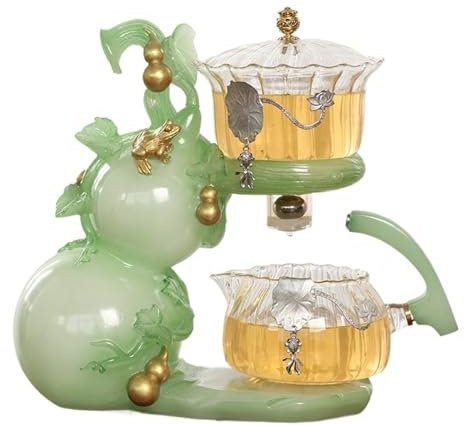 Tetera de Vidrio magnética, Tetera semiautomática con infusor, Tetera de Kung fu Perezosa, for Preparar té en la Oficina en casa, Juego de té de Vidrio Resistente al Calor