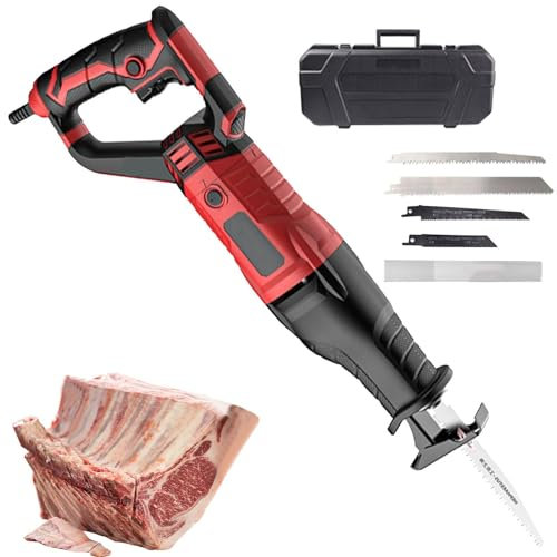 Scie de boucher électrique avec 6 vitesses et corps rotatif à 180°, parfaite pour couper la viande et les os dans les restaurants et les boucheries