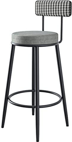 RDIAYDN Barhocker, Samtstoff, gepolsterter Sitz mit Rückenlehne und schwarzen Metallbeinen, Küche, Frühstück, Theke, Stuhl für Wohnzimmer, Partyraum