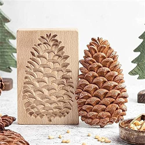 Holz Keksformen Set, Weihnachts Plätzchenformen aus Holz mit Prägemuster, Dekorative Backwerkzeuge für Weihnachten, Thanksgiving, Kekse backen, Küchenzubehör, DIY Geschenk (A)