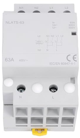 YUKERMARB Commutateur de Transfert Automatique Double Puissance avec Contacteur 63 A pour Alimentation de Secours et fiabilité dans les Systèmes Montés sur Rail DIN 35 Mm